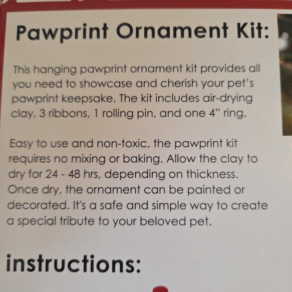NEW Paw Print Ornament Kit Memory Dog Cat Keepsake Christmas Gift - Picture 6 of 9